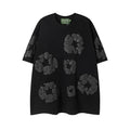 Denim Tears Black Tonal All‑Over Cotton Wreath Print  T‑Shirt