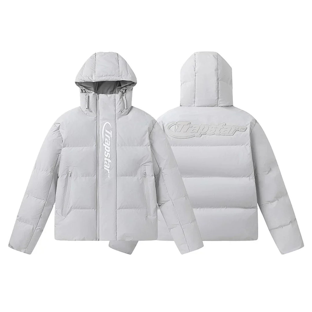 Trapstar Embossed Arch Logo Puffer Jacket - Light Grey
