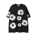 Denim Tears Black All‑Over White Cotton Wreath Print Short Sleeve T‑Shirt